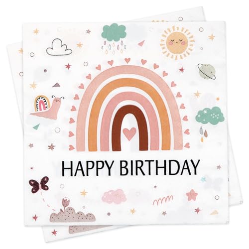 40 Stück Servietten Geburtstag, Servietten Happy Birthday, Regenbogen Geburtstagsservietten Tischdeko für Taufe, 3-lagig Papierserviette für Kinder Mädchen Geburtstage Feiern Gartenparty 40 Stück Servietten Geburtstag, Servietten Happy Birthday, Regenbogen Geburtstagsservietten Tischdeko für Taufe, 3-lagig Papierserviette für Kinder Mädchen Geburtstage Feiern Gartenparty von Epokus