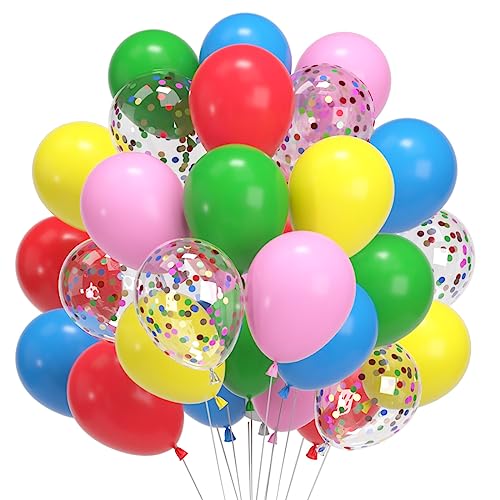60 Luftballons Bunt, 12” Bunt Konfetti Latex Ballons, Rosa Rot Blau Regenbogen Luftballons, Bunte Helium Balloons für Geburtstag Valentinstag Verlobung Hochzeit Graduierung Feier Party Deko von Epokus