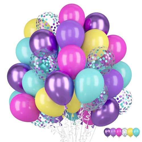 Luftballons Metallic Lila Türkis, 60 Stück Lila Mattes Gelb Rosen Rot Helium Ballon, Lila Blau Bunt Konfetti Latex Ballons für Baby Shower Mädchen Geburtstag Hochzeit Frauen Meerjungfrau Party Luftballons Metallic Lila Türkis, 60 Stück Lila Mattes Gelb Rosen Rot Helium Ballon, Lila Blau Bunt Konfetti Latex Ballons für Baby Shower Mädchen Geburtstag Hochzeit Frauen Meerjungfrau Party von Epokus