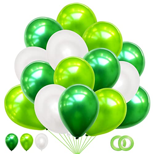 60 Stück Luftballons Grün Weiß Hell-Grüne, Helium Luftballons Grüne, Grün Latex Ballons, 12 Zoll Dschungel Partyballon Deko fur Konfirmation Hochzeit Geburtstag Jungen Kinder Baby Shower Babydusche von Epokus