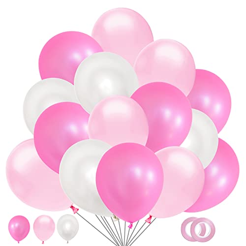 60 Stück Luftballons Rosa Weiß Hell-Rosa, Helium Luftballons Pink, Babyrosa Latex Ballons, 12 Zoll Pink Partyballon Deko fur Konfirmation Hochzeit Geburtstag Mädchen Kinder Baby Shower Babydusche von Epokus