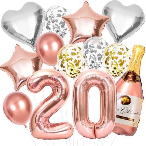 Deko 20. Geburtstag Mädchen, Roségold 20. Geburtstag Deko Set Frauen, Rosegold Zahlen Luftballon 20 XXL, Helium Folienballon Konfetti Luftballon für Mädchen 20 Jahre Party Deko Frau Mann Deko 20. Geburtstag Mädchen, Roségold 20. Geburtstag Deko Set Frauen, Rosegold Zahlen Luftballon 20 XXL, Helium Folienballon Konfetti Luftballon für Mädchen 20 Jahre Party Deko Frau Mann von Epokus