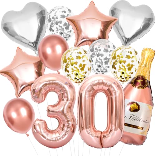 Deko 30. Geburtstag Frauen, Roségold 30. Geburtstag Deko Set, Rosegold Zahlen Luftballon 30 XXL, Helium Folienballon Konfetti Luftballon für Frau 30 Jahre Party Deko Frau Mann Deko 30. Geburtstag Frauen, Roségold 30. Geburtstag Deko Set, Rosegold Zahlen Luftballon 30 XXL, Helium Folienballon Konfetti Luftballon für Frau 30 Jahre Party Deko Frau Mann von Epokus