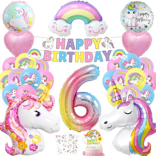 Einhorn Geburtstagsdeko 6 Jahre Set, einhorn luftballons 6 geburtstag mädchen, Einhor Luftballons Helium set, Einhor deko 6. geburtstag mädchen, Einhorn Girlande mit Tortendeko Aufkleber Einhorn Geburtstagsdeko 6 Jahre Set, einhorn luftballons 6 geburtstag mädchen, Einhor Luftballons Helium set, Einhor deko 6. geburtstag mädchen, Einhorn Girlande mit Tortendeko Aufkleber von Epokus