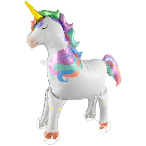 Einhorn Folienballon XXL, Walking Einhorn Ballon mit Rädern, 3D Tiere Luftballon Stehend, für Kinder Geburtstag Party Deko, Geschenk Mitgebsel Mädchen Junge, 1 Stück Einhorn Folienballon XXL, Walking Einhorn Ballon mit Rädern, 3D Tiere Luftballon Stehend, für Kinder Geburtstag Party Deko, Geschenk Mitgebsel Mädchen Junge, 1 Stück von Epokus