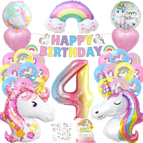 Einhorn Geburtstagsdeko 4 Jahre Set, einhorn luftballons 4 geburtstag mädchen, Einhor Luftballons Helium set, Einhor deko 4. geburtstag mädchen, Einhorn Girlande mit Tortendeko Aufkleber Einhorn Geburtstagsdeko 4 Jahre Set, einhorn luftballons 4 geburtstag mädchen, Einhor Luftballons Helium set, Einhor deko 4. geburtstag mädchen, Einhorn Girlande mit Tortendeko Aufkleber von Epokus