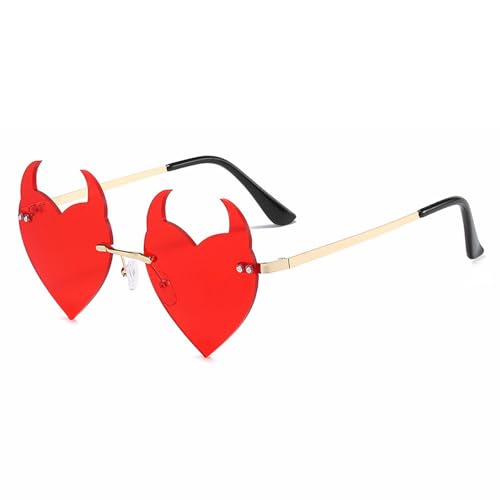 Herz Hippie Sonnenbrille, Retro Herzförmige Sonnenbrille, Rot Vintage Randlos Herz Hippie Brille, Lustige Sonnenbrille in Herzform, Unregelmäßige Partybrillen für 70er Cosplay Hippie Party Halloween Herz Hippie Sonnenbrille, Retro Herzförmige Sonnenbrille, Rot Vintage Randlos Herz Hippie Brille, Lustige Sonnenbrille in Herzform, Unregelmäßige Partybrillen für 70er Cosplay Hippie Party Halloween von Epokus