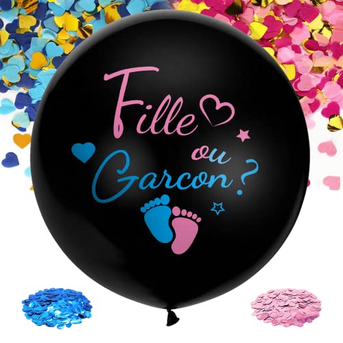 Garçon ou fille” Ballon,Gender Reveal Luftballon 36 Zoll,Komplett-Set mit Konfetti, Nadel, Einfaches Befüllen und geeignet für Helium,Gender Reveal Party von Epokus