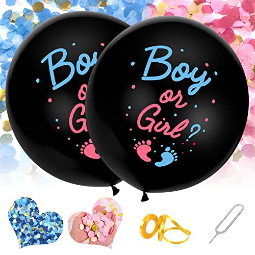Gender Reveal Ballon XXL, 2 Stück 36 Zoll Geschlecht Verkünden Ballons,Boy or Girl Luftballon mit Rosa+Blau Konfetti, Geschlechter Offenbaren Latexballon Dekoration Babyshower Party von Epokus