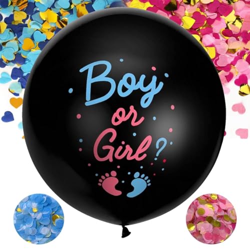 Gender Reveal Ballon XXL,36 Zoll Geschlecht Verkünden Ballons,Boy or Girl Luftballon mit Rosa+Blau Konfetti, Geschlechter Offenbaren Groß Latexballon Dekoration Babyshower Party von Epokus