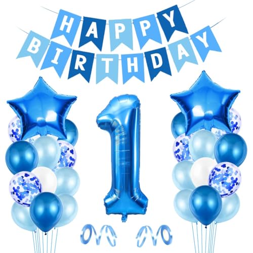 Luftballon 1. Geburtstag Blau, Ballon 1 Deko zum Geburtstag, Happy Birthday Folienballon, Riesen Folienballon Zahl 1, Ballon 1 Deko zum Geburtstag, Geburtstagsdeko Jungen 1 Jahr von Epokus