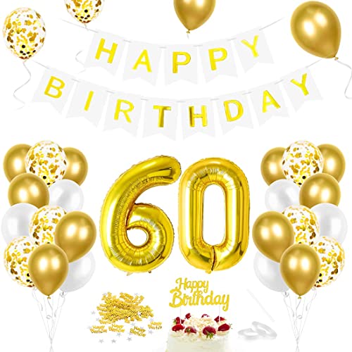 Luftballon 60. Geburtstag Golden, Geburtstagsdeko 60 Jahr, Ballon 60. Geburtstag, Riesen Folienballon Zahl 60, Happy Birthday Folienballon 60, Ballon 60 Deko zum Geburtstag Mann Frau von Epokus