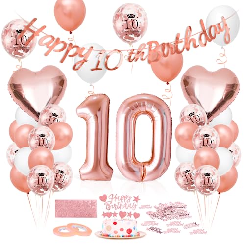 Luftballon 10. Geburtstag Roségold, Geburtstagsdeko 10 Jahr, Ballon 10. Geburtstag, Riesen Folienballon Zahl 10, Happy Birthday Folienballon 10, Ballon 10 Deko zum Geburtstag Frauen von Epokus
