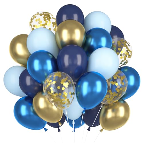 Luftballons Blau Gold, 60 Stück Marine Blaue Konfetti Ballon, Metallic Golden Helium Ballon, Hellblau Latex Ballons für Jungen Mann Geburtstag Hochzeit Abschluss Babyparty Baby Shower Luftballons Blau Gold, 60 Stück Marine Blaue Konfetti Ballon, Metallic Golden Helium Ballon, Hellblau Latex Ballons für Jungen Mann Geburtstag Hochzeit Abschluss Babyparty Baby Shower von Epokus