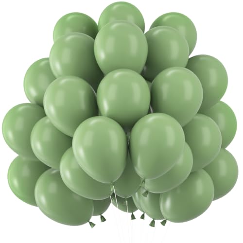 Luftballons Grün, 60 Stück 12 Zoll Bohnengrüne Latex Ballons, Retro Salbeigrüne Helium Ballon Partyballon für Geburtstag Girlande Babyparties Hochzeit Valentinstag Graduierung Kommunion Party von Epokus