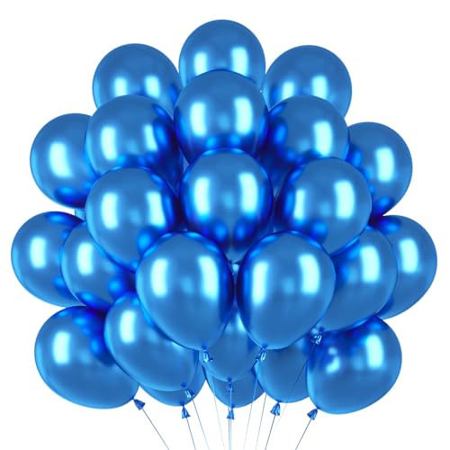 Luftballons Metallic Blau,50 Stück 12 Zoll Metallballons Blau,Ballons Helium für Geburtstagsdeko,Hochzeitsdeko,Deko Party von Epokus