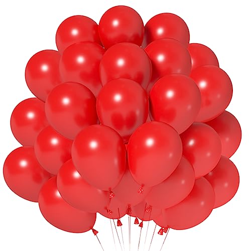 Luftballons Rot, 60 Stück 12 Zoll Rot Latex Ballons, Red Helium Balloons mit Bändern, Partyballon Dekorationen für Geburtstage Babyparties Hochzeit Valentinstag Graduierung Kommunion Thema Party von Epokus