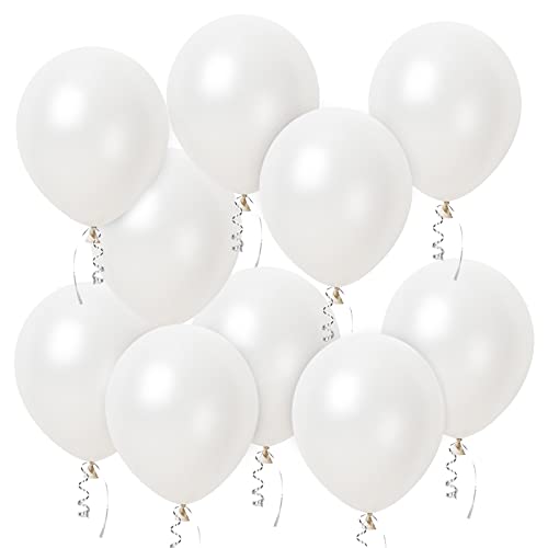 Luftballons Weiß, 60 Stück 12 Zoll Weiss Latex Ballons, White Helium Balloons mit Bändern, Partyballon Dekorationen für Geburtstage Babyparties Hochzeit Valentinstag Graduierung Kommunion Thema Party von Epokus