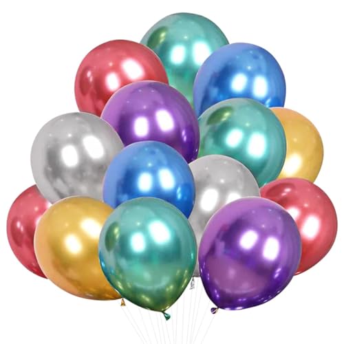 Metallic Luftballons Geburtstag,50 Stück 12 Zoll Metallic Partyballon, Bunt Latexballons,Glänzendes Ballons Helium für Geburtstagsdeko, Hochzeitsdeko, Party Dekoration von Epokus