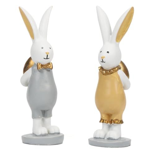 Osterhasen Figuren, 2 Stück Osterhase Deko Harz, Hase Figuren Hält Ei in Gold, Häschen Miniaturen Dekofigur mit Ostereier, für Ostern Party Tischdeko Geschenk, Osterhase Deko Fee Garten, Höhe 14 cm Osterhasen Figuren, 2 Stück Osterhase Deko Harz, Hase Figuren Hält Ei in Gold, Häschen Miniaturen Dekofigur mit Ostereier, für Ostern Party Tischdeko Geschenk, Osterhase Deko Fee Garten, Höhe 14 cm von Epokus