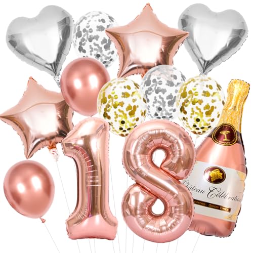 Deko 18. Geburtstag Mädchen, Roségold 18. Geburtstag Deko Set, Rosegold Zahlen Luftballon 18XXL, Helium Folienballon Konfetti Luftballon für Mädchen 18 Jahre Geburtstag Party Deko Deko 18. Geburtstag Mädchen, Roségold 18. Geburtstag Deko Set, Rosegold Zahlen Luftballon 18XXL, Helium Folienballon Konfetti Luftballon für Mädchen 18 Jahre Geburtstag Party Deko von Epokus