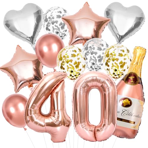 Deko 40. Geburtstag Frauen, Roségold 40. Geburtstag Deko Set, Rosegold Zahlen Luftballon 40 XXL, Helium Folienballon Konfetti Luftballon für Frau 40 Jahre Geburtstag Party Deko Deko 40. Geburtstag Frauen, Roségold 40. Geburtstag Deko Set, Rosegold Zahlen Luftballon 40 XXL, Helium Folienballon Konfetti Luftballon für Frau 40 Jahre Geburtstag Party Deko von Epokus