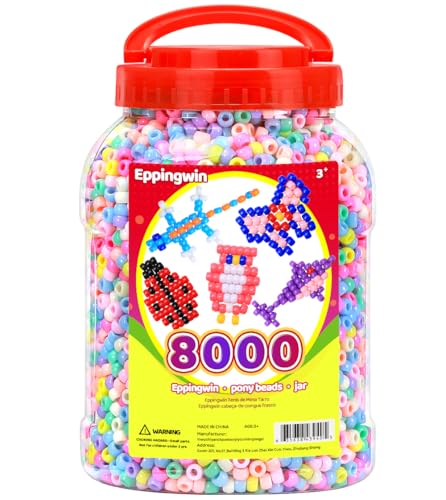 Eppingwin Große Pony-Perlen (6 x 9 mm) Eimer, einfache Lagerung, Kandi-Perlen, Perlen für Schmuckherstellung, Basteln (Macaron) von Eppingwin