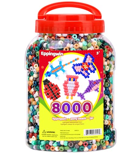 Eppingwin Große Pony-Perlen (6 x 9 mm) Eimer, einfache Lagerung, Kandi-Perlen, Perlen für Schmuckherstellung, Handwerk (Erdton), 8000 + Stück von Eppingwin
