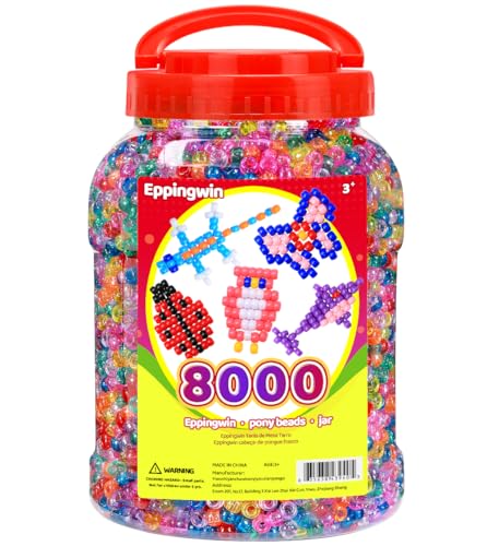 Eppingwin Große Pony-Perlen (6 x 9 mm) Eimer, einfache Lagerung, Kandi-Perlen, Perlen für Schmuckherstellung, Handwerk (Glitzer) von Eppingwin