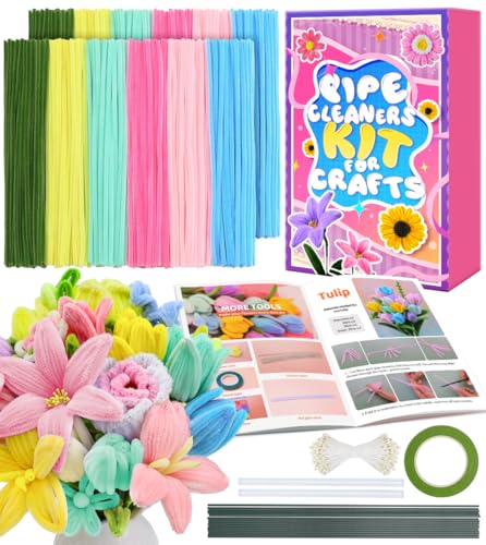 Eppingwin Pfeifenreiniger für Blumen, Macaron-Chenille-Stiele zum Basteln, Pfeifenreiniger, Großpackung mit Anleitung für Tulpen, Rose, Lilie, Sonnenblume, 360 Stück Eppingwin Pfeifenreiniger für Blumen, Macaron-Chenille-Stiele zum Basteln, Pfeifenreiniger, Großpackung mit Anleitung für Tulpen, Rose, Lilie, Sonnenblume, 360 Stück von Eppingwin