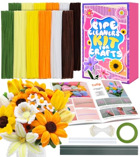 Eppingwin Pfeifenreiniger für Blumen, Sonnenblumen-Chenille-Stiele zum Basteln, Pfeifenreiniger, Großpackung mit Anleitung für Tulpen, Rose, Lilie, Sonnenblumen, 360 Stück Eppingwin Pfeifenreiniger für Blumen, Sonnenblumen-Chenille-Stiele zum Basteln, Pfeifenreiniger, Großpackung mit Anleitung für Tulpen, Rose, Lilie, Sonnenblumen, 360 Stück von Eppingwin