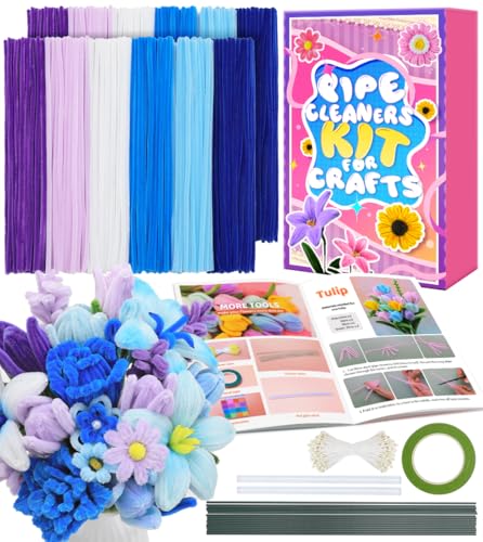Eppingwin Pfeifenreiniger für Blumen, blau-violette Chenille-Stiele zum Basteln, Pfeifenreiniger-Set mit Anleitung für Tulpen, Rose, Lilie, Sonnenblume, 360 Stück Eppingwin Pfeifenreiniger für Blumen, blau-violette Chenille-Stiele zum Basteln, Pfeifenreiniger-Set mit Anleitung für Tulpen, Rose, Lilie, Sonnenblume, 360 Stück von Eppingwin