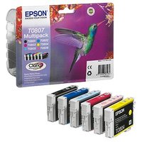 EPSON T0807  schwarz, cyan, magenta, gelb, light cyan, light magenta Druckerpatronen, 6er-Set von Epson