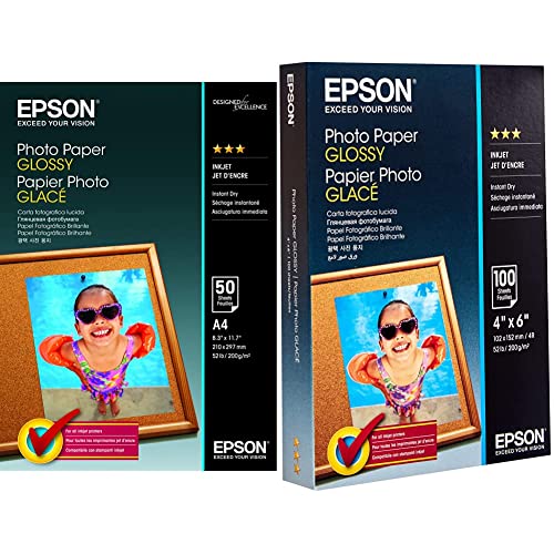EPSON Foto Papier glänzend A4 50 Blatt 1er-Pack & Foto Papier glänzend 100x150mm 100 Blatt 1er-Pack EPSON Foto Papier glänzend A4 50 Blatt 1er-Pack & Foto Papier glänzend 100x150mm 100 Blatt 1er-Pack von Epson