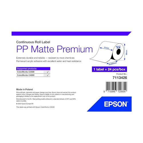 EPSON Modell Epson 7113426 Druckeretikett, weiß, selbstklebendes Druckeretikett von Epson