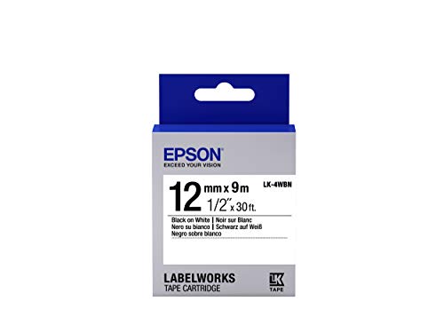 Epson lk-4wbn - Kassetten für Etikettendrucker (Schwarz auf Weiß, LabelWorks LW-1000P LabelWorks LW-300 LabelWorks LW-400 LW-400VP LabelWorks LW-600P, Leuchtmittel) von Epson