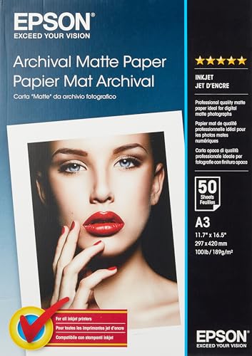 Epson C13S041344 Matte archival papier inkjet 189g/m2 A3 50 Blatt Pack Epson C13S041344 Matte archival papier inkjet 189g/m2 A3 50 Blatt Pack von Epson