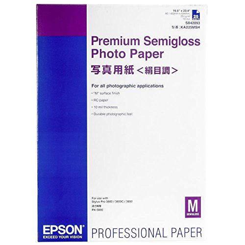 Epson C13S042093 Premium Semi Gloss Photo Papier Inkjet 251 g / m2 A2, 25 Blatt Pack von Epson