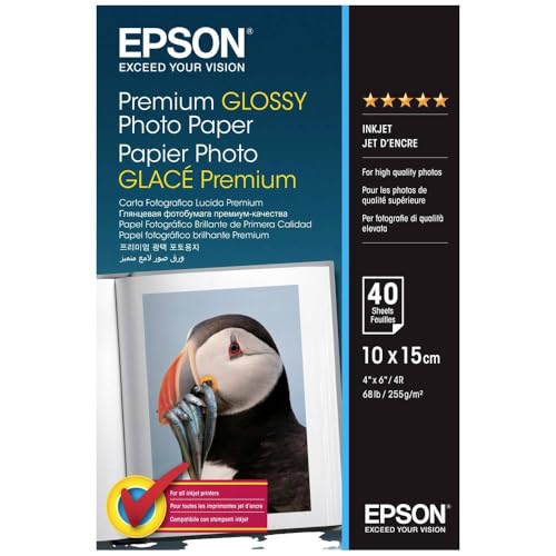 Epson C13S042153 Premium glossy photo paper inkjet 255g/m2 100x150mm 40 Blatt Pack von Epson