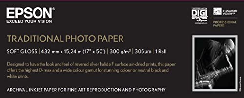 Epson C13S045054 Traditional photo paper inkjet 330g/m2 432mm x 15m 1 Rölle Pack Epson C13S045054 Traditional photo paper inkjet 330g/m2 432mm x 15m 1 Rölle Pack von Epson