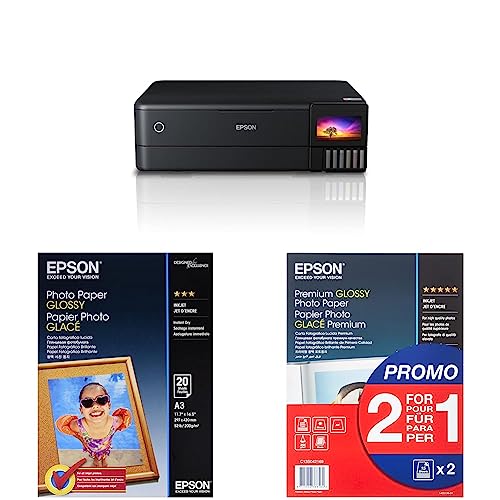 Epson EcoTank ET-8550 3-in-1 Tinten-Multifunktionsgerät & Foto Papier glänzend A3 20 Blatt 1er-Pack & Premium glossy photo Paper inkjet 255g/m2 A4 2x15 Blatt Pack Epson EcoTank ET-8550 3-in-1 Tinten-Multifunktionsgerät & Foto Papier glänzend A3 20 Blatt 1er-Pack & Premium glossy photo Paper inkjet 255g/m2 A4 2x15 Blatt Pack von Epson
