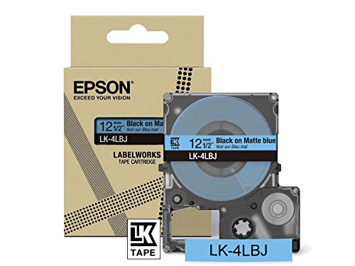Epson Etikettenkassette, mattes Beschriftungsband LK-4LBJ schwarz auf blau, langlebiges Band für Epson LabelWorks Etikettendrucker, wasser- & verschleißfest, 8 m x 12 mm Epson Etikettenkassette, mattes Beschriftungsband LK-4LBJ schwarz auf blau, langlebiges Band für Epson LabelWorks Etikettendrucker, wasser- & verschleißfest, 8 m x 12 mm von Epson