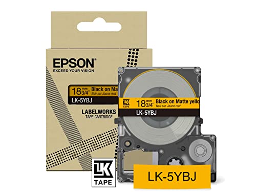 Epson Etikettenkassette, mattes Beschriftungsband LK-4YBJ schwarz auf gelb, langlebiges Band für Epson LabelWorks Etikettendrucker, wasser- & verschleißfest, 8 m x 12 mm Epson Etikettenkassette, mattes Beschriftungsband LK-4YBJ schwarz auf gelb, langlebiges Band für Epson LabelWorks Etikettendrucker, wasser- & verschleißfest, 8 m x 12 mm von Epson