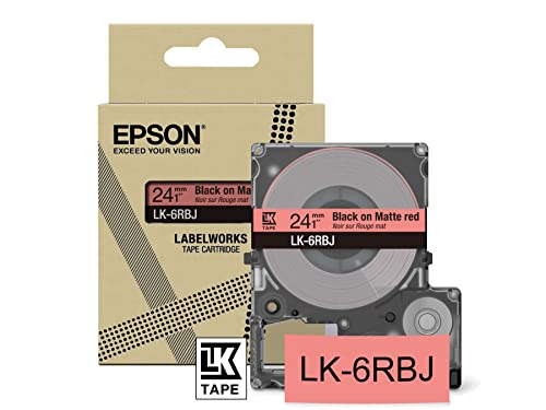 Epson Etikettenkassette, mattes Beschriftungsband LK-5QWJ weiß auf khaki, langlebiges Band für Epson LabelWorks Etikettendrucker, wasser- & verschleißfest, 8 m x 18 mm von Epson