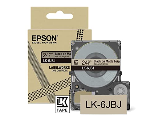 Epson Etikettenkassette, mattes Beschriftungsband LK-5TWJ weiß auf transparent, langlebiges Band für Epson LabelWorks Etikettendrucker, wasser- & verschleißfest, 8 m x 18 mm von Epson