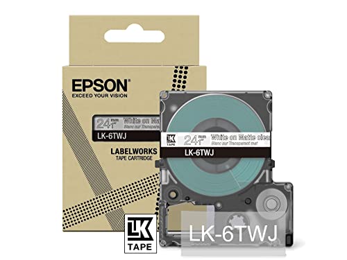 Epson Etikettenkassette, mattes Beschriftungsband LK-6ABJ schwarz auf hellgrau, langlebiges Band für Epson LabelWorks Etikettendrucker, wasser- & verschleißfest, 8 m x 24 mm von Epson