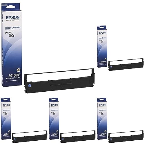 Epson Farbbandkassette LQ-350/300/+/+II, 2.5 Millionen Zeichen, Nylon, schwarz (Packung mit 5) von Epson