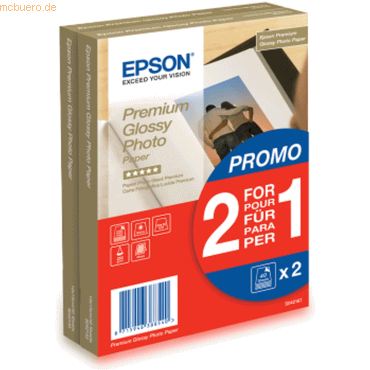 Epson Fotopapier Premium Glossy S042167 10x15cm 255g/qm weiß VE=80 Bla von Epson
