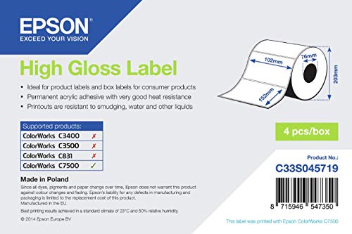 Epson HG 102 mm x 152 mm, 800 – Drucker-Etiketten 800, Weiß, Hg, Epson ColorWorks C7500, 102 mm x 152 mm, Polen) von Epson