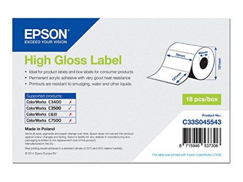 Epson High Gloss Label, 76 x 127 mm, 250 Stück Epson High Gloss Label, 76 x 127 mm, 250 Stück von Epson